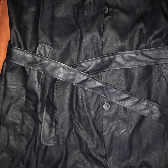 Belted Faux Leather Jacket Black - Picture 4 of 6